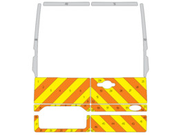Striping Ford Transit Custom 2019 H1 - Half Chevrons  onder vensters  T11500 Oranje/Geel/Wit 10 cm