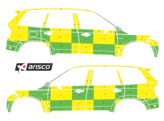 Striping Volvo XC90 2016 - Battenburg T11500 Green/Yellow/White KIT  left   right  - Klinik St.-Jose