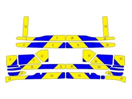 Striping Volvo V60 Cross Country 2018- Chevrons Bleu/Jaune 15cm