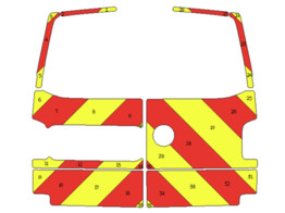 Striping Volkswagen Transporter T6 2016-2021 H1 - Chevrons T7500 Red/Yellow 20 cm - rear doors with