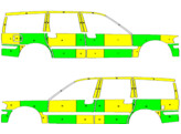 Striping Volvo V70 2008-2016 Battenburg Green/Yellow/White KIT  left   right  - Ludoplug Left