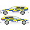 Striping Volvo V90 2018- Half Battenburg 2 rijen T11500 Blauw/Geel/Wit