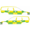 Striping Volvo XC70 2008-2016 Battenburg T11500 Green/Yellow/White  left   right  ASZ Aalst 1-FTH-08