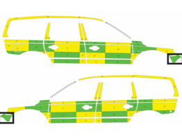 Striping Volvo XC70 2008-2016 Battenburg T11500 Green/Yellow/White  left   right  ASZ Aalst 1-FTH-08