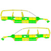 Striping Volvo XC70 2008-2016 Battenburg Vert/Jaune/Blanc  gauche   droite  UZ Brussel 1-KAU-909