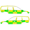 Striping Volvo XC70 2008-2016 Battenburg Vert/Jaune/Blanc  gauche   droite  AZ West 1-HDR-197