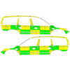 Striping Volvo XC70 2008-2016 Battenburg Green/Yellow/White  left   right  CHU Tivoli 1-CRS-069