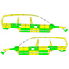 Striping Volvo XC70 2008-2016 Battenburg Grun/Gelb/Wei   links   rechts  ZOL 1-EUW-946