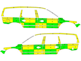 Striping Volvo XC70 2008-2016 Battenburg Vert/Jaune/Blanc  gauche   droite  ZOL 1-EUW-946