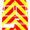 Striping Mercedes Sprinter  2000-2006  H2 - Chevrons T7500 Rouge/Jaune 20 cm - 2 portes arrieres san