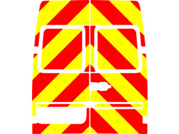 Striping Mercedes Sprinter  2000-2006  H2 - Chevrons T7500 Rouge/Jaune 20 cm - 2 portes arrieres san