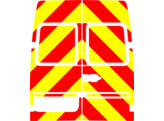 Striping Mercedes Sprinter  2000-2006  H2 - Chevrons T7500 Rouge/Jaune 20 cm - 2 portes arrieres san