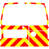 Striping Volkswagen Caddy Maxi 2010 - Chevrons T7500 Rot/Gelb 10 cm - 2 Heckturen mit Fenster