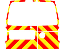 Striping Volkswagen Caddy Maxi 2010 - Chevrons T7500 Red/Yellow 10 cm - 2 rear doors with windows