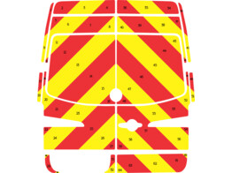 Striping Mercedes Sprinter/Volkswagen Crafter H2 - Chevrons T7500 Rouge/Jaune 20 cm - 2 portes arrie