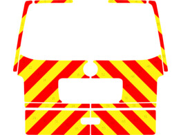 Striping Volkswagen Transporter T5 2012 - Chevrons T7500 Rouge/Jaune 10 cm