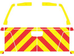 Striping Isuzu D-Max - Chevrons T7500 Rouge/Jaune 10 cm Classe III - 2 portes arriere avec vitres