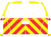 Striping Isuzu D-Max - Chevrons T7500 Rouge/Jaune 10 cm Classe III - 2 portes arriere avec vitres