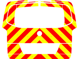 Striping Mercedes Vito 2015 - Chevrons T7500 Rouge/Jaune 10 cm - avec couvercle de coffre et vitre -