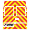 Striping Mercedes Sprinter  2000-2006  H2 - Chevrons T7500 Rouge/Jaune 10 cm - 2 portes arriere 270 