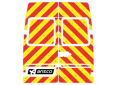 Striping Mercedes Sprinter  2000-2006  H2 - Chevrons T7500 Rouge/Jaune 10 cm - 2 portes arriere 270 