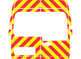 Striping Renault Master/Opel Movano 2013 H2 - Chevrons T7500 Rouge/Jaune 10 cm - avec portes 180  av