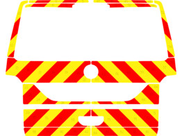 Striping Volkswagen Transporter T6 2016 H1 - Chevrons T7500 Red/Yellow 10 cm - boot lid with window