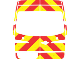 Striping Mercedes Sprinter H2 - Chevrons T7500 Rot/Gelb 20 cm 2 Heckturen 270  - mit Fenster - Ohne