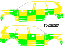 Striping Volvo XC90 2016 - Battenburg T11500 Green/Yellow/White KIT  left   right  - AZ Voorkempen M