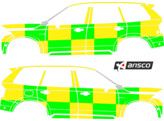 Striping Volvo XC90 2016 - Battenburg T11500 Grun/Gelb/Wei  KIT  links   rechts  - AZ Voorkempen Mal