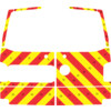 Striping Volkswagen Transporter T6 2016 - Chevrons T7500 Rouge/Jaune 10 cm - portes vitrees avec ess