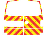 Striping Volkswagen Transporter T6 2016 - Chevrons T7500 Rood/Geel 10 cm - deuren met ruiten en ruitenwissers