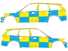 Striping Volvo V90 2018- Battenburg Blue/Yellow/White KIT  left right 