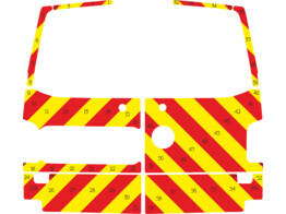 Striping Volkswagen Transporter T6 2016 - Chevrons T7500 Rouge/Jaune 10 cm - portes 270  avec vitres