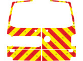 Striping Volkswagen Transporter T6 2016 - Chevrons T7500 Rot/Gelb 10 cm - Turen 270  mit Scheiben/Wi