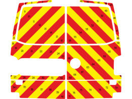 Striping Volkswagen Transporter T6 2016 - Chevrons T7500 Rouge/Jaune 10 cm - 2 portes arrieres 270 