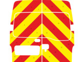 Striping Renault Master 2007 H2 - Chevrons T7500 Rouge/Jaune 20 cm - 2 portes arrieres sans vitres