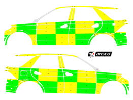 Striping Mercedes GLE 2017 - Battenburg T11500 Vert/Jaune/Blanc KIT  gauche   droite  MUG/SMUR