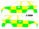 Striping Mercedes GLE 2017 - Battenburg T11500 Groen/Geel/Wit KIT  links   rechts  MUG/SMUR