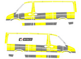 Striping MAN TGE/Volkswagen Crafter L2H1 2018- Traffic Officer KIT Avery Prismatic Geel / Oralite Zwart  links   rechts  2 schuifdeuren