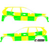 Striping Volvo XC60 2017- Battenburg T11500 Vert/Jaune/Blanc KIT  gauche   droite 