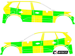 Striping Volvo XC60 2017- Battenburg T11500 Grun/Gelb/Wei  KIT  links   rechts 