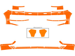 Arisco Bumpers VW Transporter T6 2016 2021 Avery Prismatic T7514 Orange FPS RPS with headlight washe