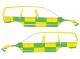 Striping Volvo XC70 2008-2016 Battenburg Groen/Geel KIT  links   rechts  Clinique Saint-Jean ASBL 1-JPD-617