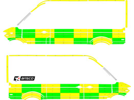 Striping Volkswagen Crafter 2017 L3H3 - Battenburg Groen/Geel/Wit KIT  links rechts  - Ambulances Courtois