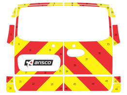 Striping Mercedes Vito 2016 A2 - Chevrons T7500 Rood/Geel 20cm - achterdeuren met ramen