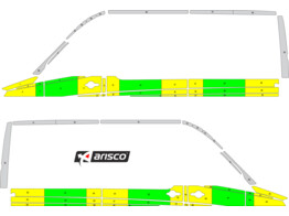 Striping Mercedes Sprinter 2012 L2H2 - Half Battenburg T11500 Green/Yellow/White KIT  left   right 