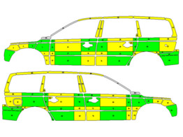 Striping Volvo V70 2008-2016 Battenburg Green/Yellow/White KIT  left   right  - SAPG