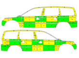 Striping Volvo V70 2008-2016 Battenburg Groen/Geel/Wit KIT  links   rechts  - SAPG