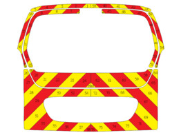 Striping Citroen Berlingo/Peugeot Partner 2008-2018 - Chevrons T7500 Rouge/Jaune 10 cm - hayon avec